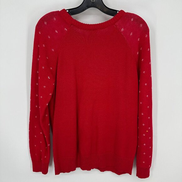 Disney Mickey Mouse Christmas Sweater L Holiday Fair Isle Print Snowflake Red - Picture 3 of 9